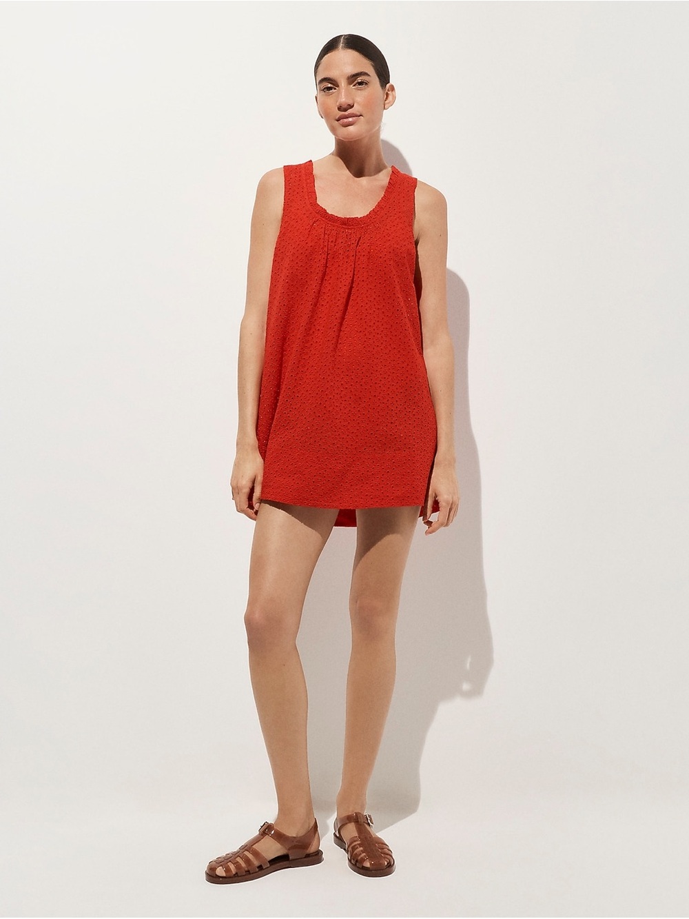 J. Crew Ruffle-trim scoopneck eyelet mini dress size XS NWT